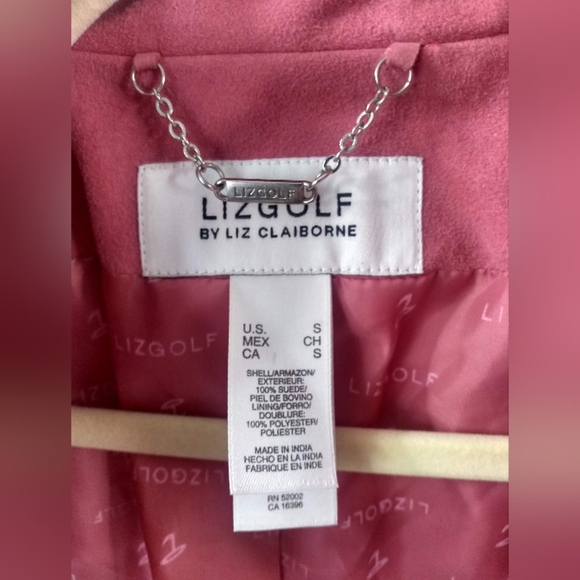 Liz Golf by Liz Claiborne Suede Lined Zip Up Jacket Snap Collar Sleeves S - Picture 5 of 12